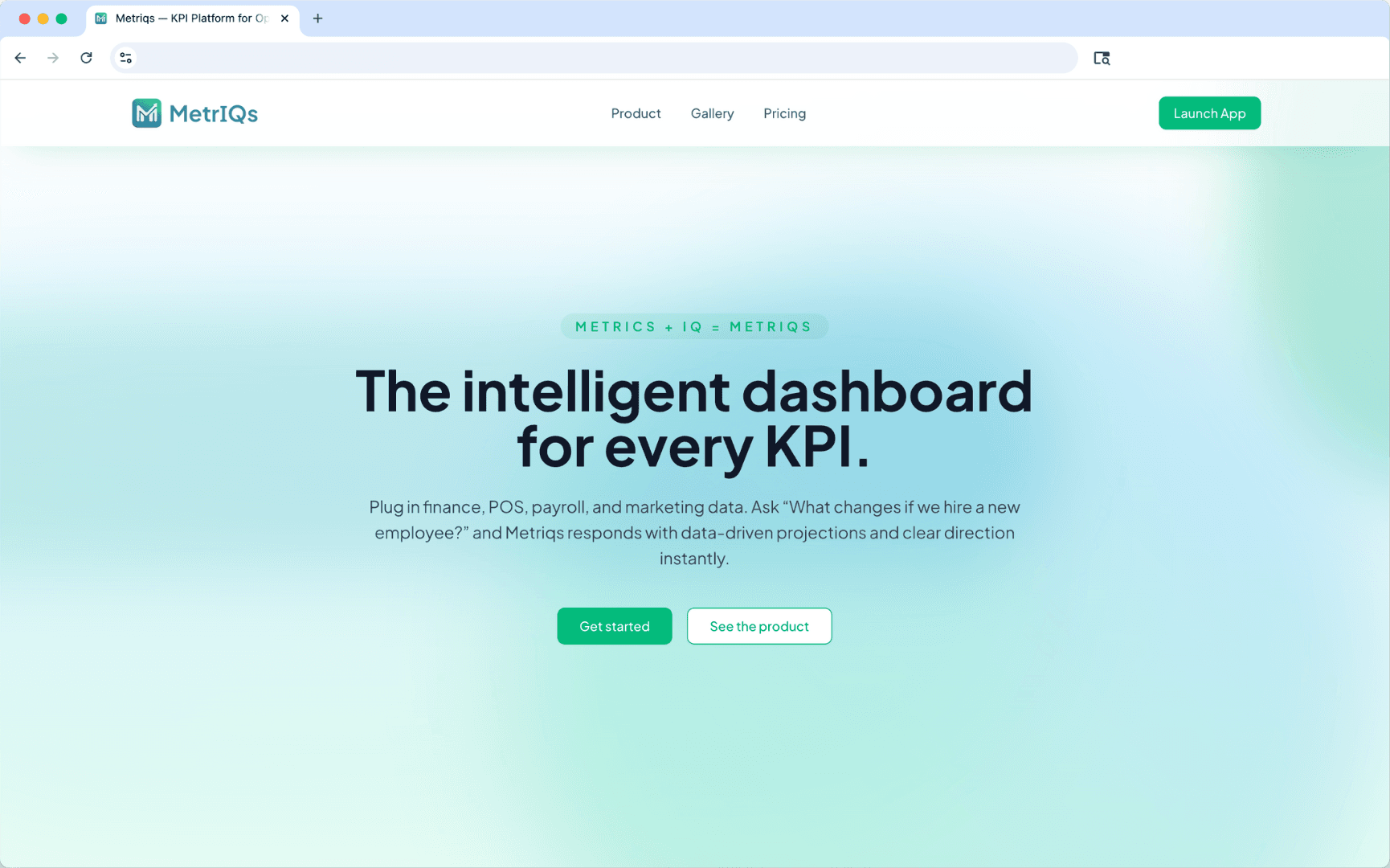 MetrIQs landing page